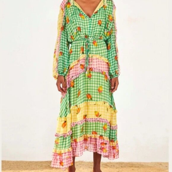 FARM RIO Mixed Picnic Maxi dress Medium - Picture 2 of 7